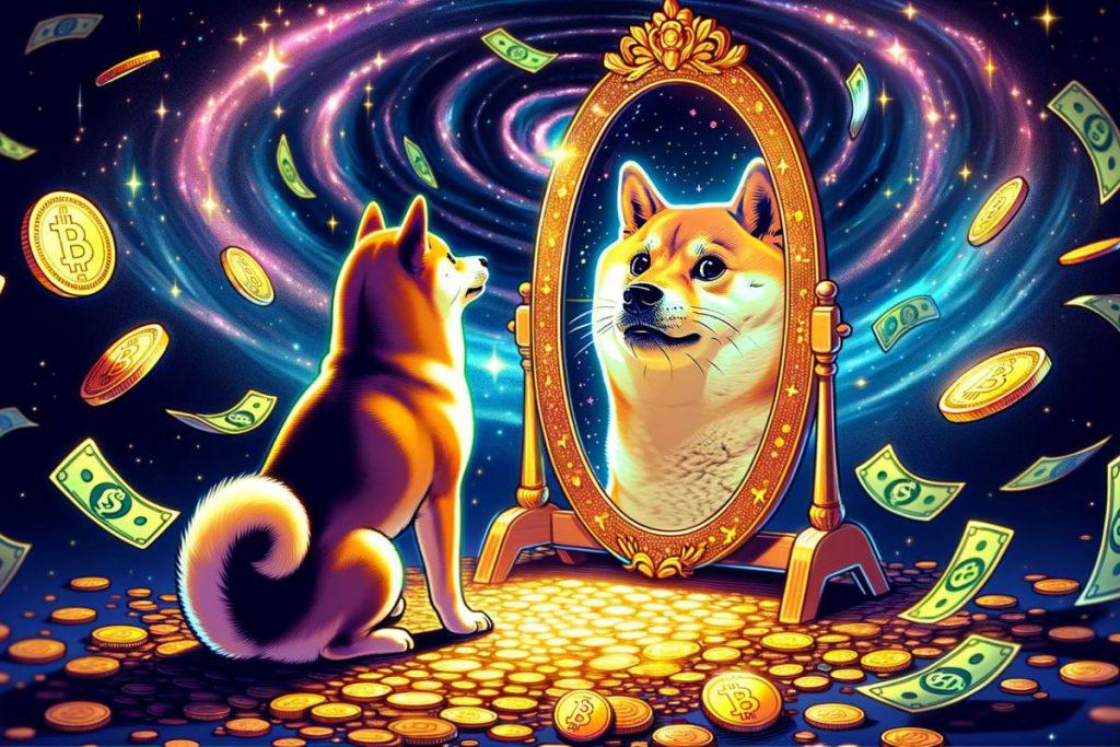 DOGECOIN STARING INTO THE MIRROR